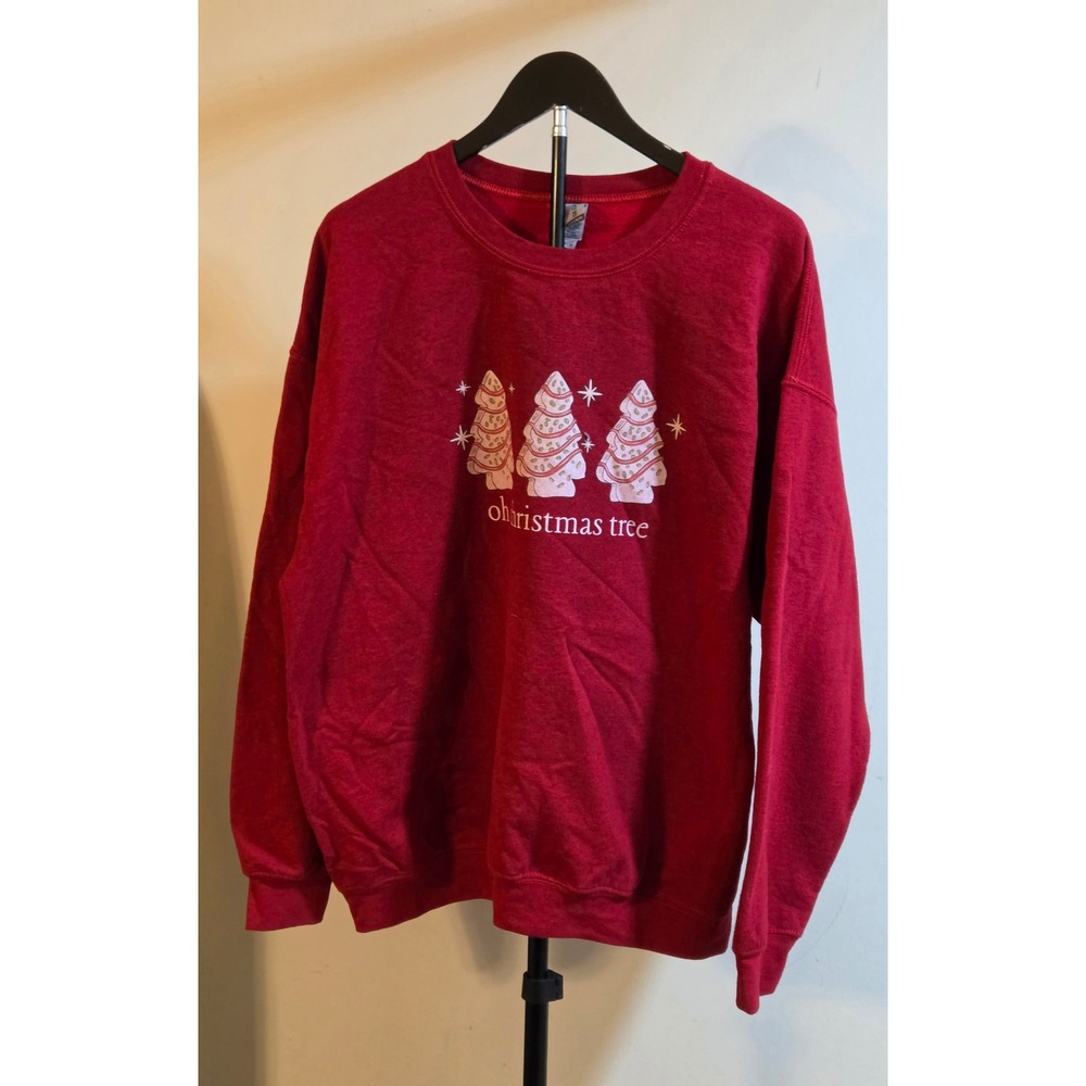 Oh Christmas Tree Long Sleeve Sweatshirt Womens Size XL Christmas Tree Cakes